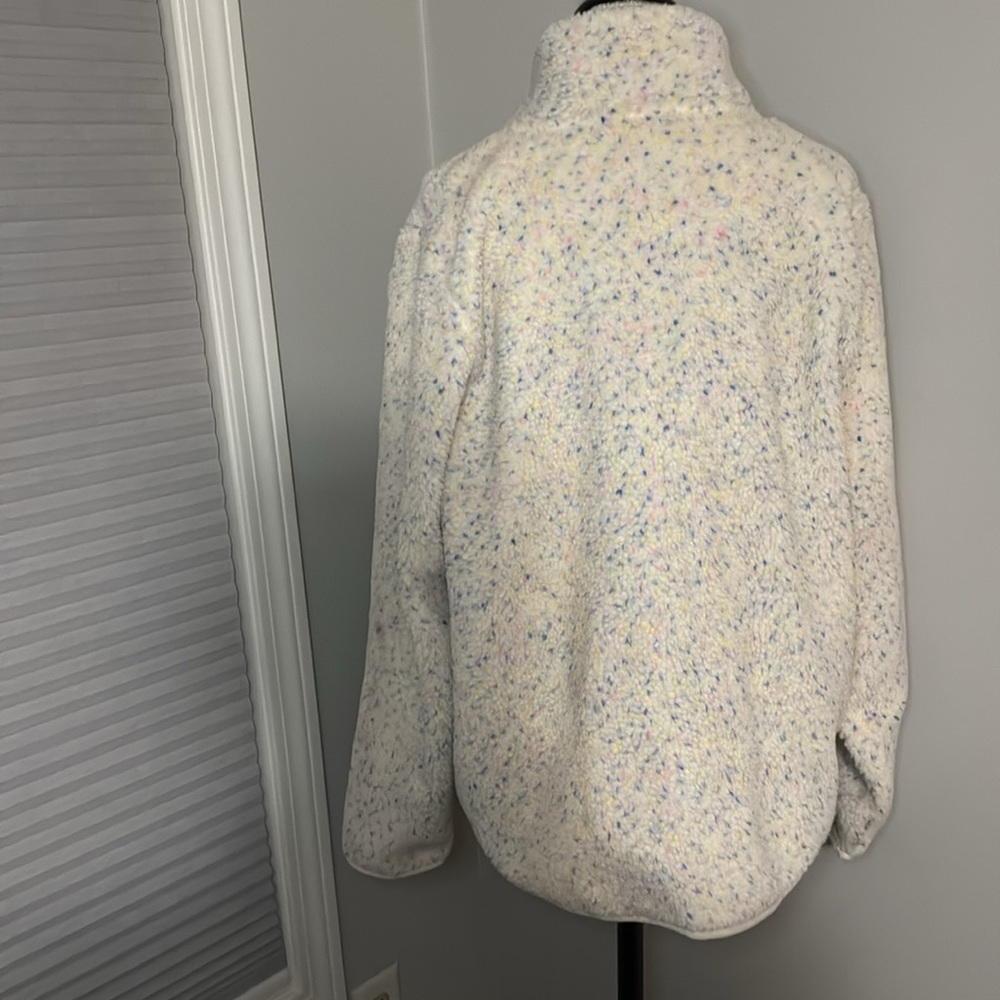 J Crew Sherpa Jacket Off White & Pastel Confetti - Picture 2 of 10